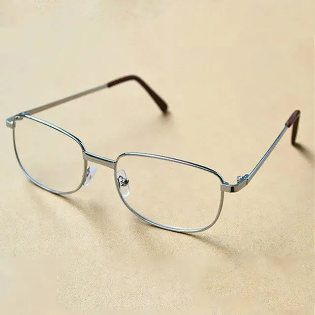 Full Metal Frame Resin Lenses Presbyopic Glasses Reading Glasses  3.50D(Silver)