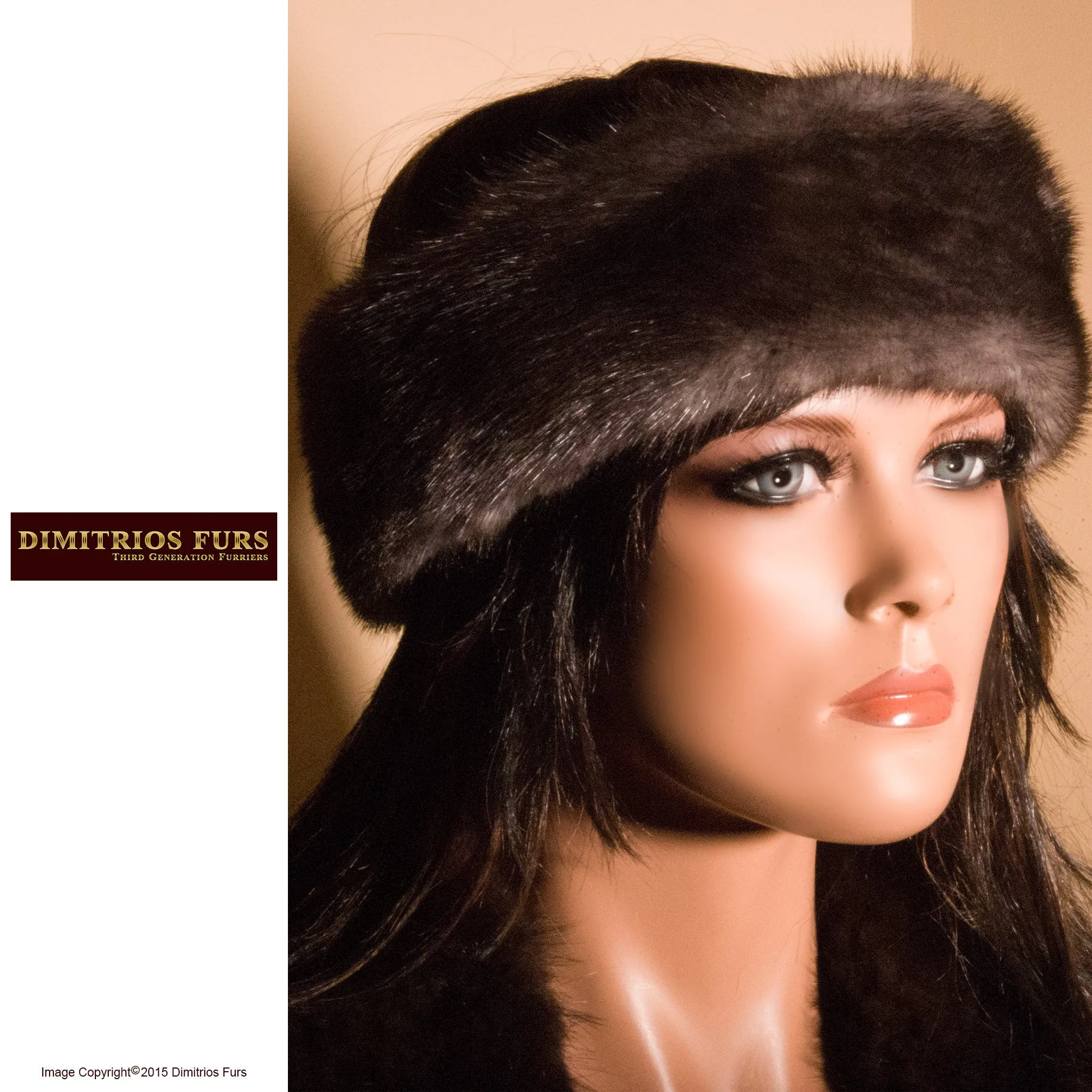 Fur Headband - Dark Gray Mink