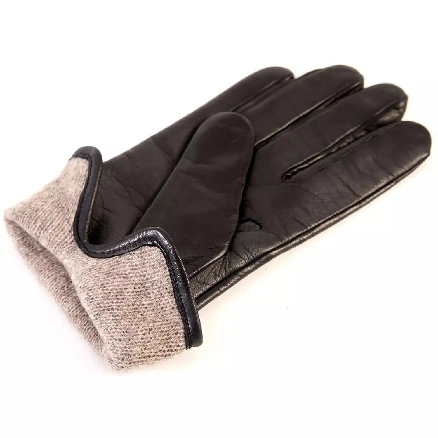 Gala Black Black Nappa Leather Gloves With Piping