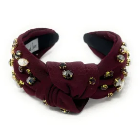 Game Day Maroon Knot Jeweled Headband