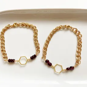 Garnet and Gold Chain Bracelet