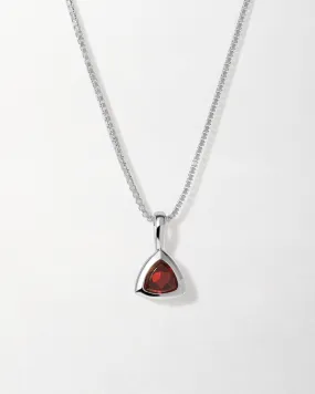 Garnet January Birthstone Necklace - Silver