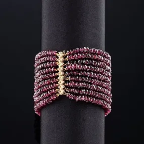 Garnet Multi Strand Bracelet, 14K Yellow Gold