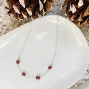 Garnet Necklace in Silver (18 inches)