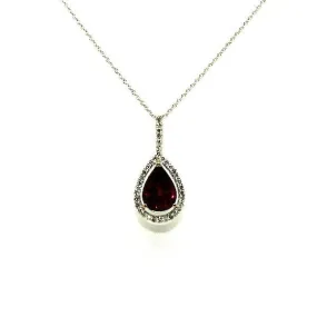 Garnet Pear Shape And Diamond Halo Pendant Ad No.1150