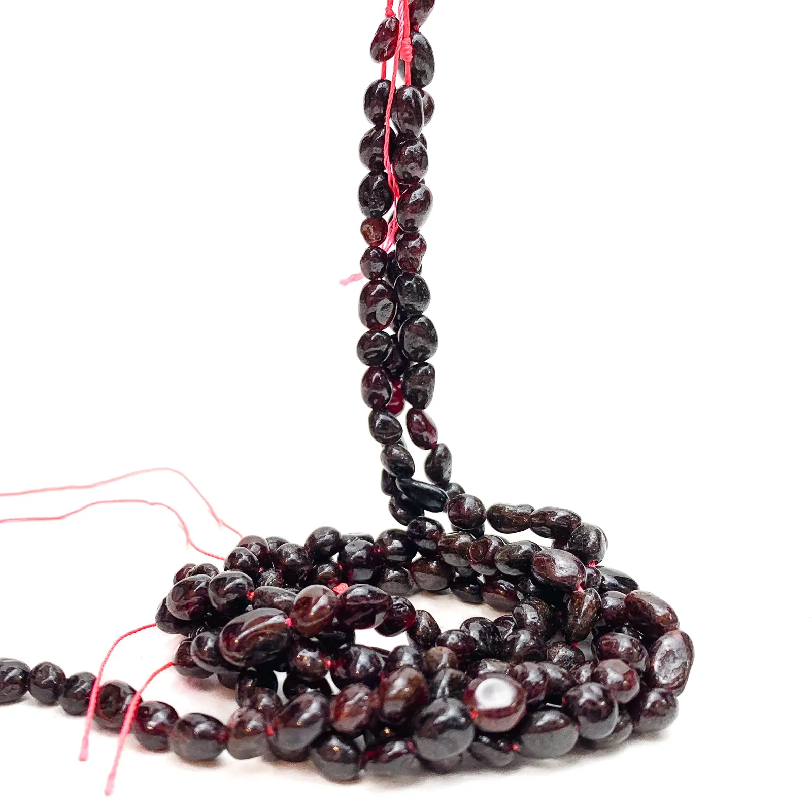 Garnet Smooth Pebbles Bead Strand