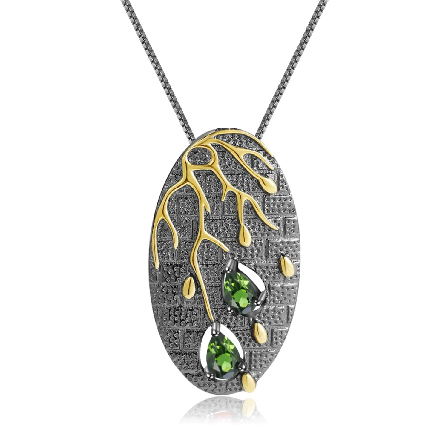 Georgia Premium Colourful Design Natural Gemstone Oval Pendant Sterling Silver Necklace for Women