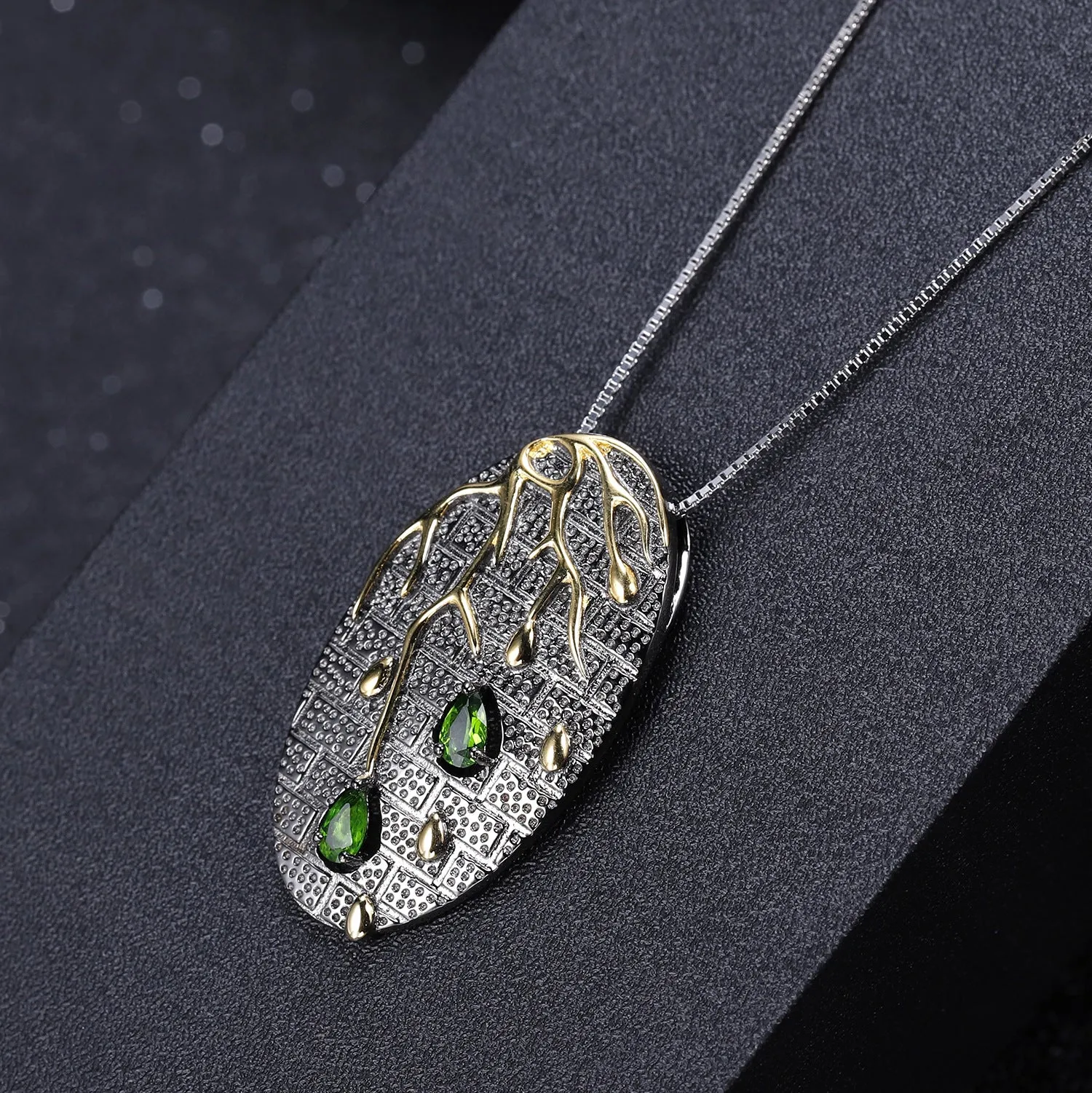 Georgia Premium Colourful Design Natural Gemstone Oval Pendant Sterling Silver Necklace for Women