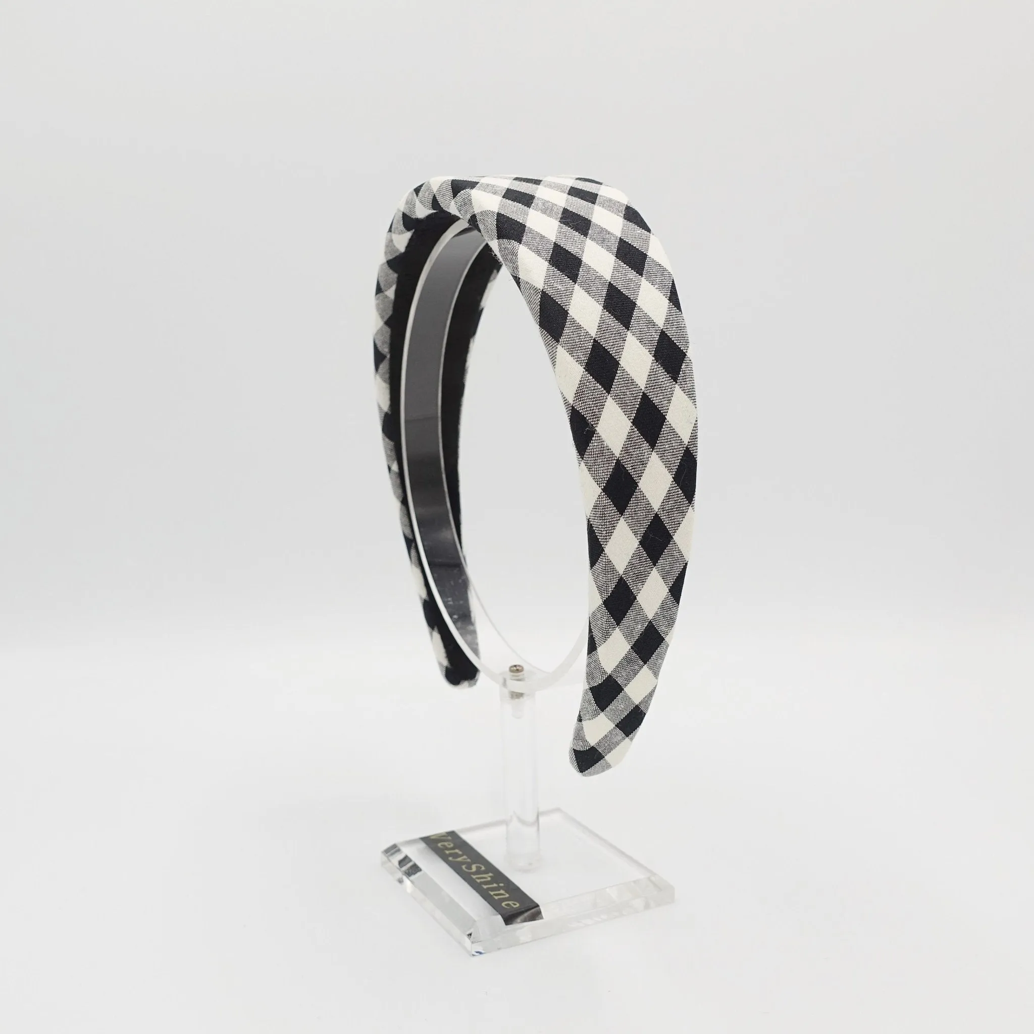 gingham check padded headband casual hairband for women