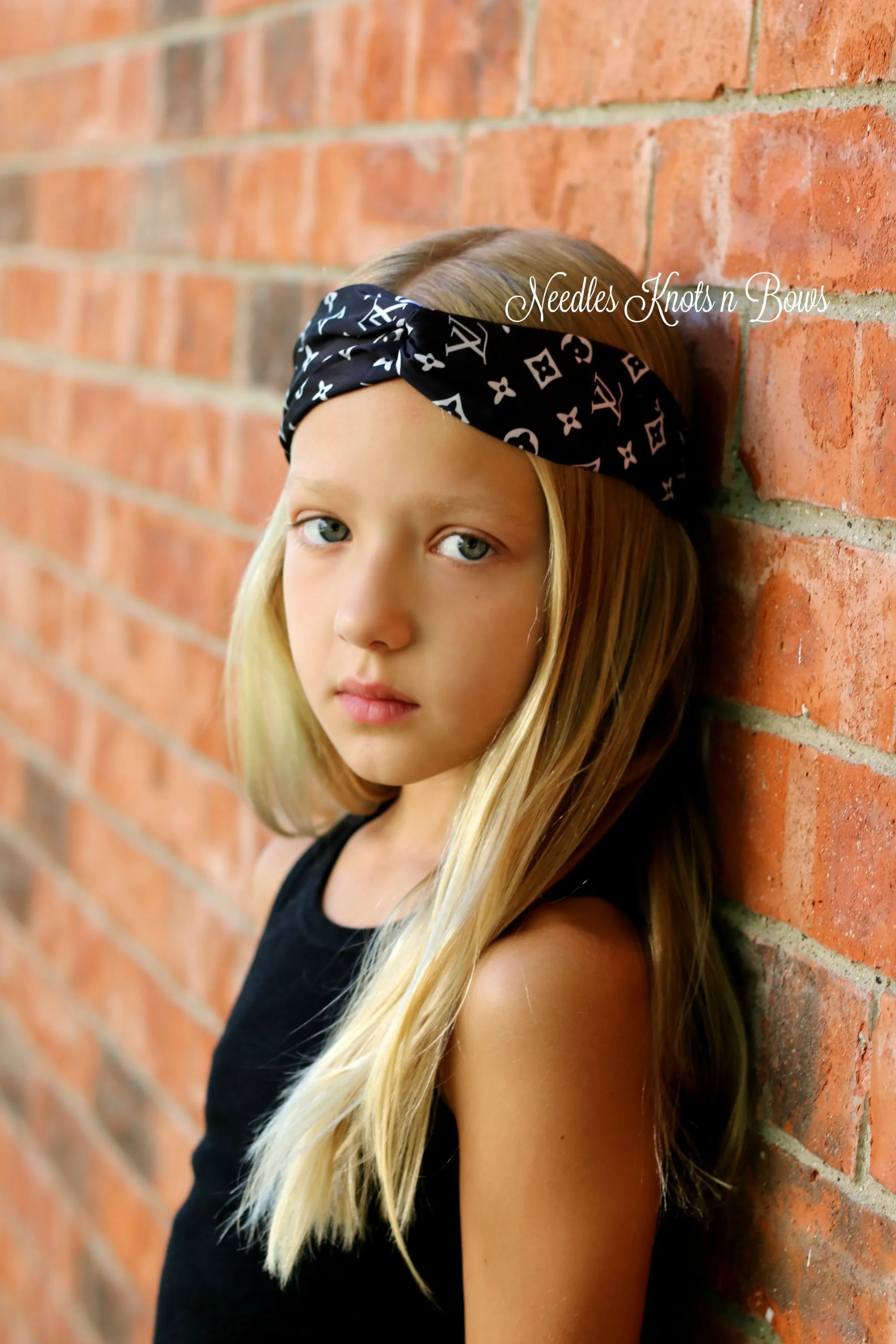 Girls Fashion Twist Knot Turban Headband, Brown, Black