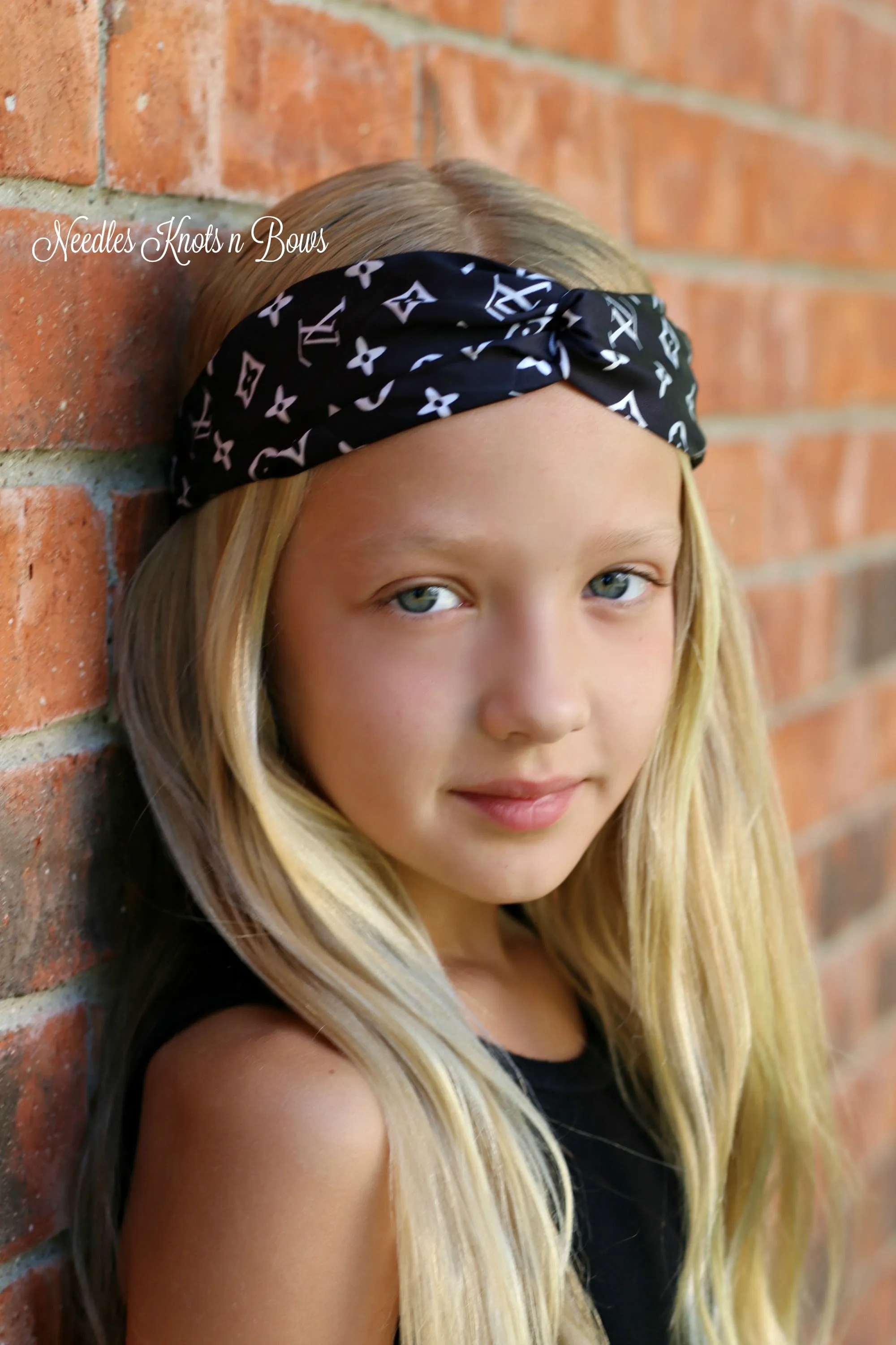 Girls Fashion Twist Knot Turban Headband, Brown, Black