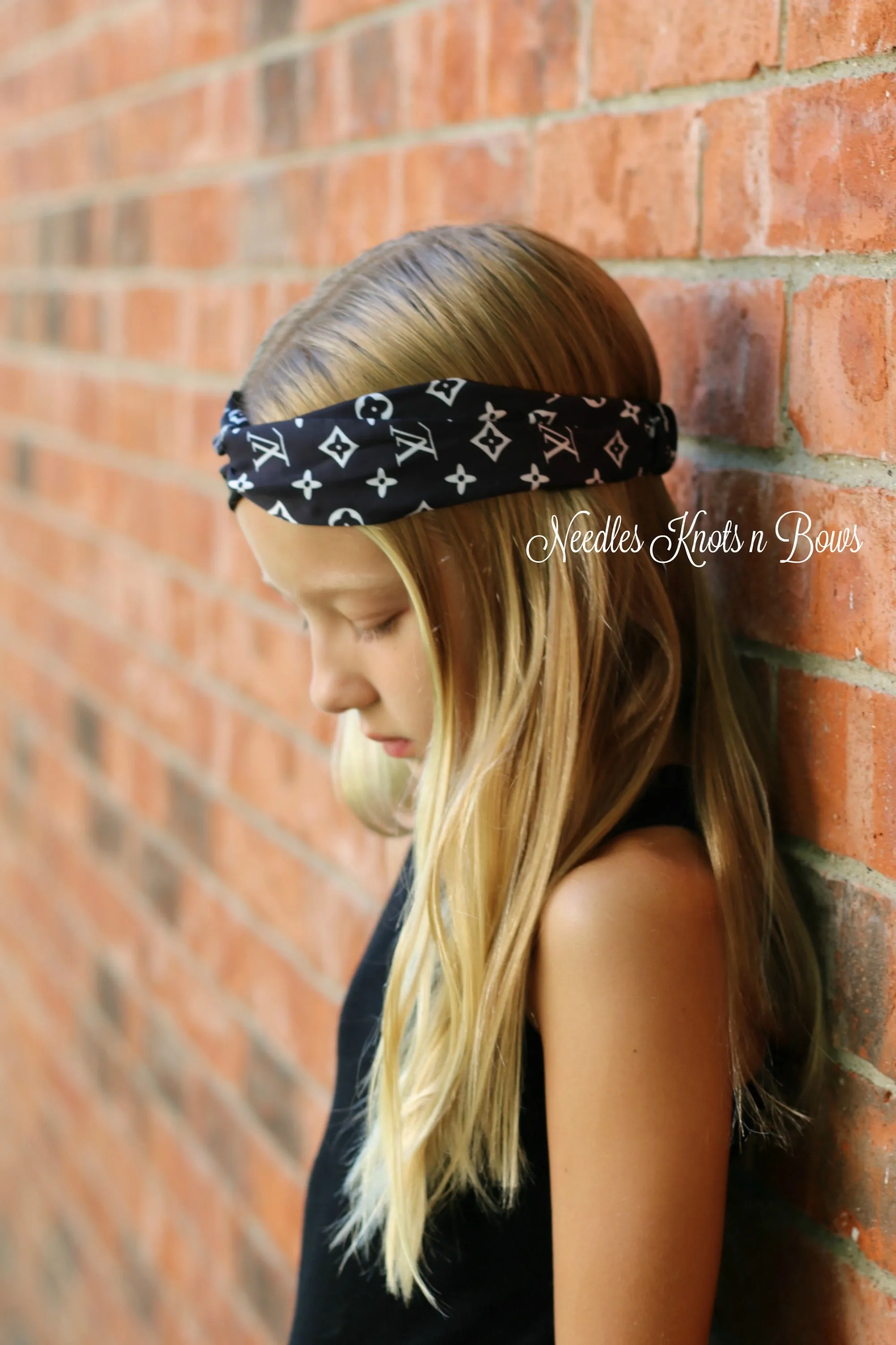 Girls Fashion Twist Knot Turban Headband, Brown, Black