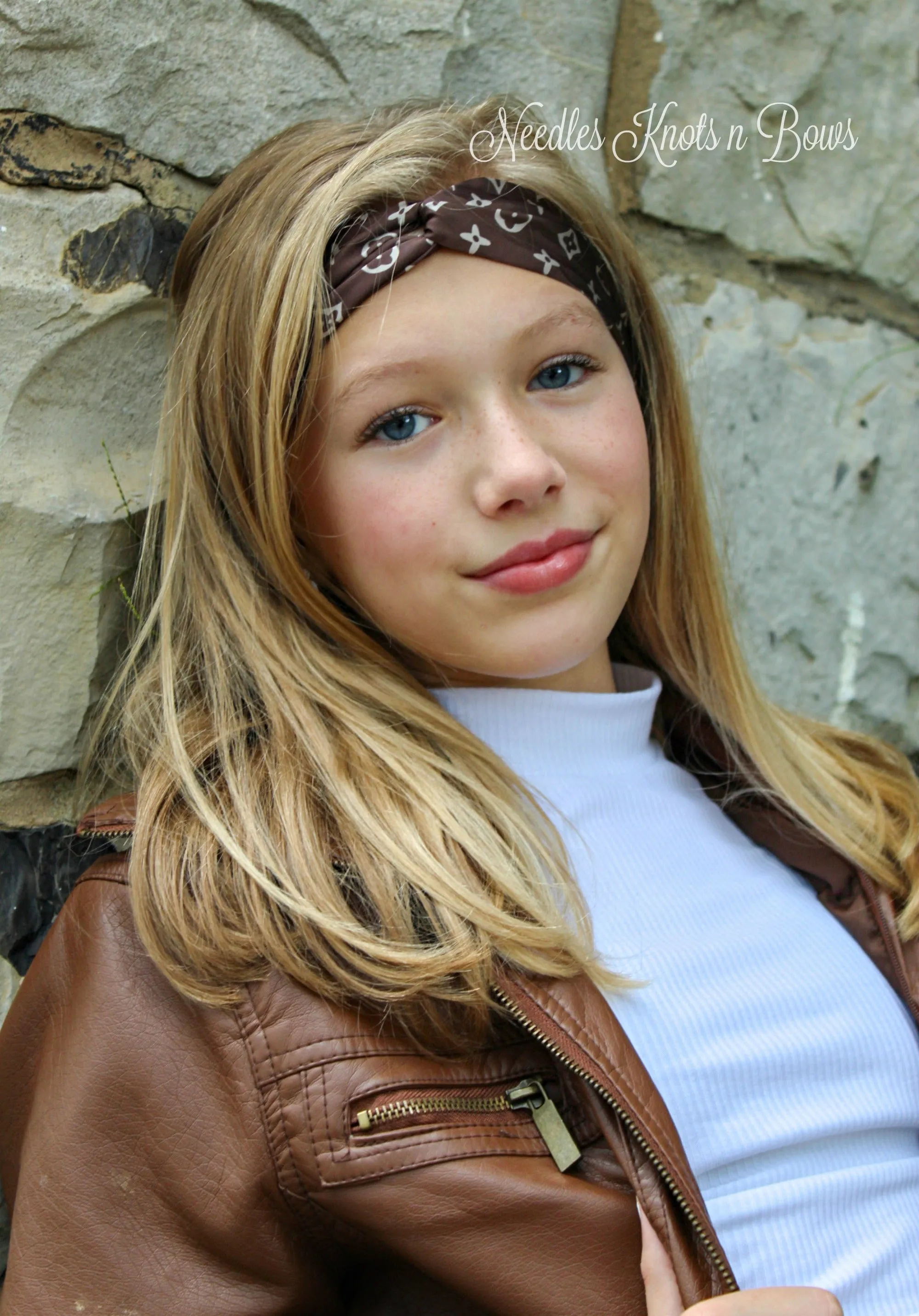 Girls Fashion Twist Knot Turban Headband, Brown, Black