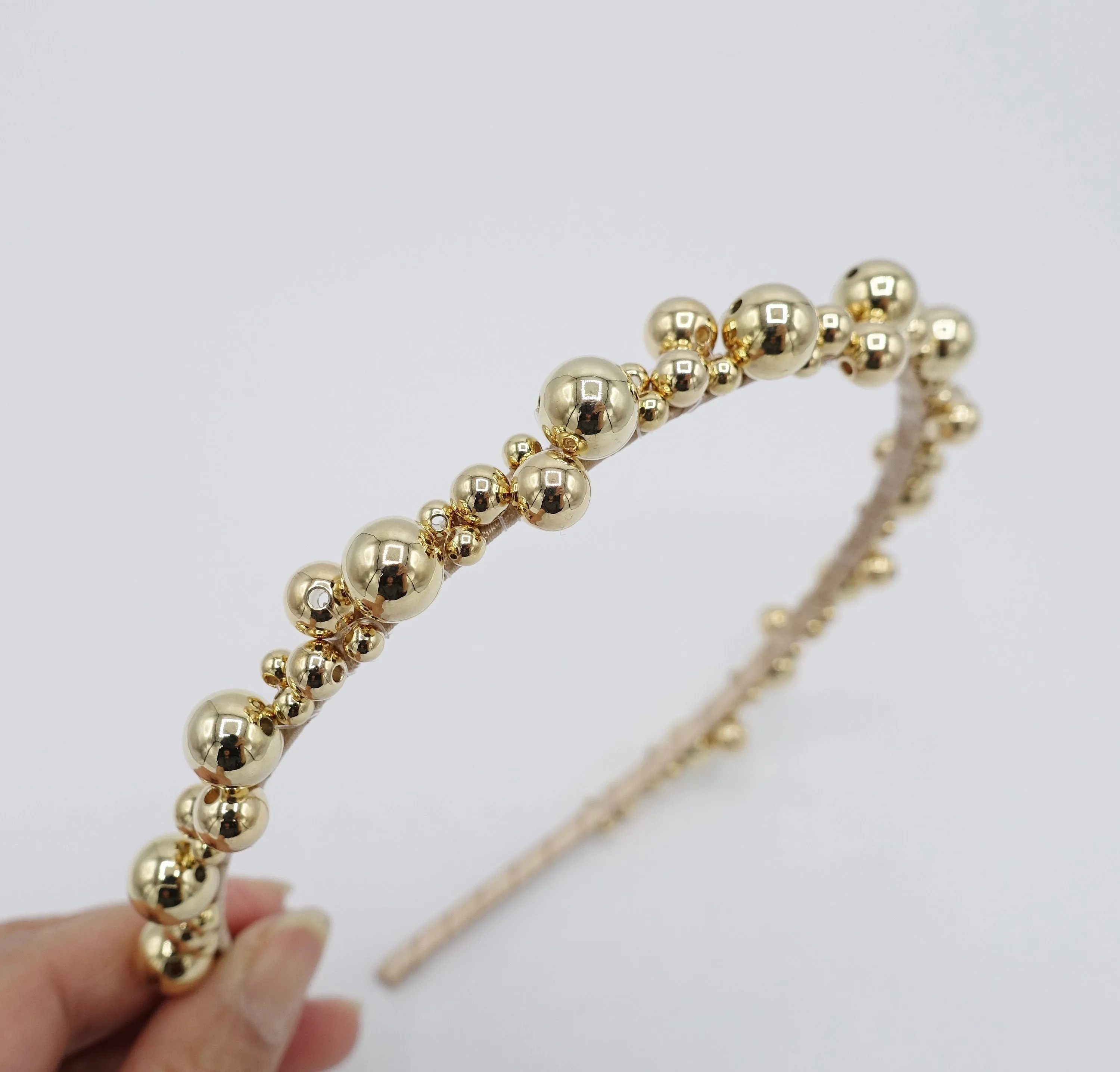 glossy metal ball headband for women