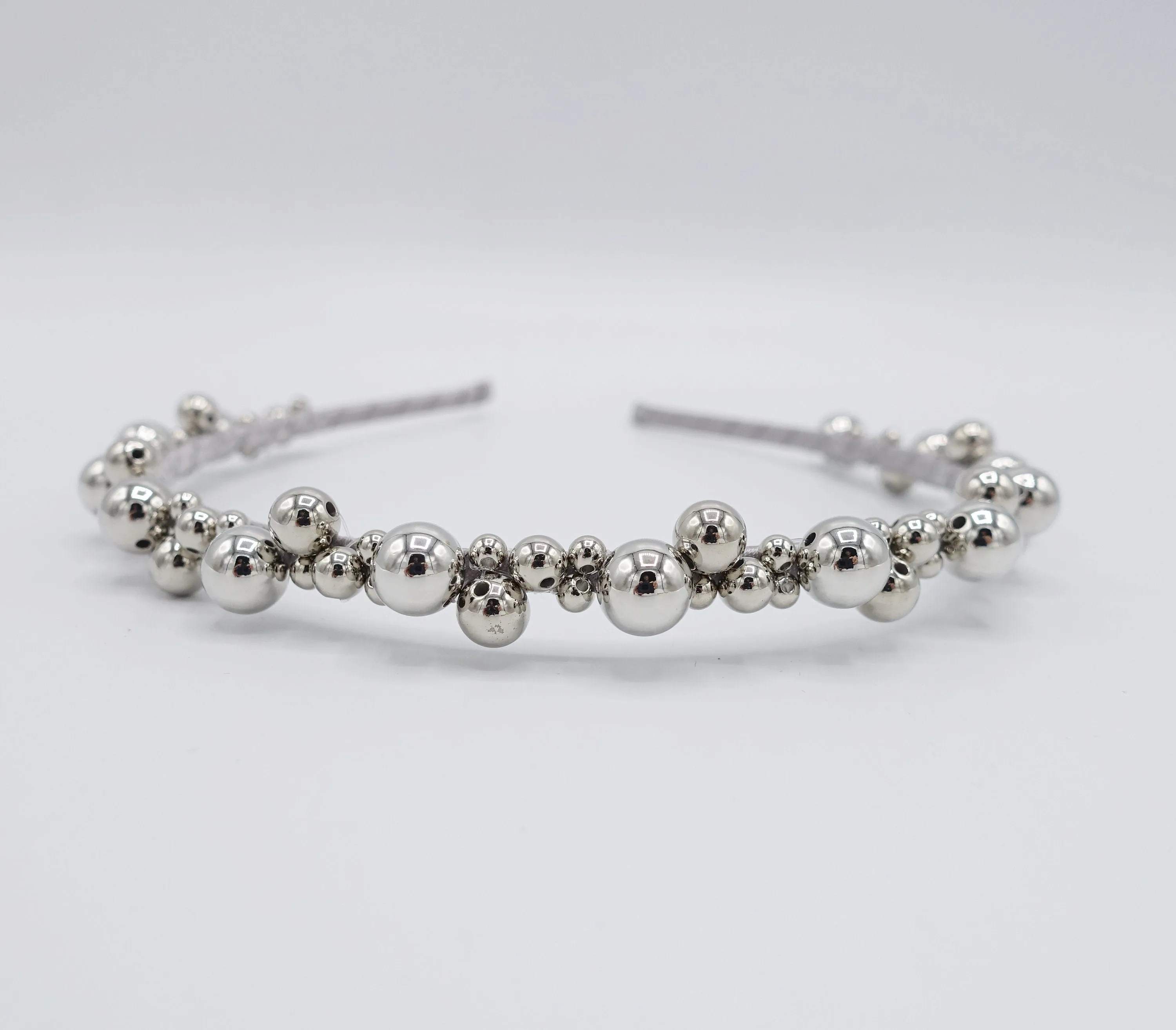 glossy metal ball headband for women