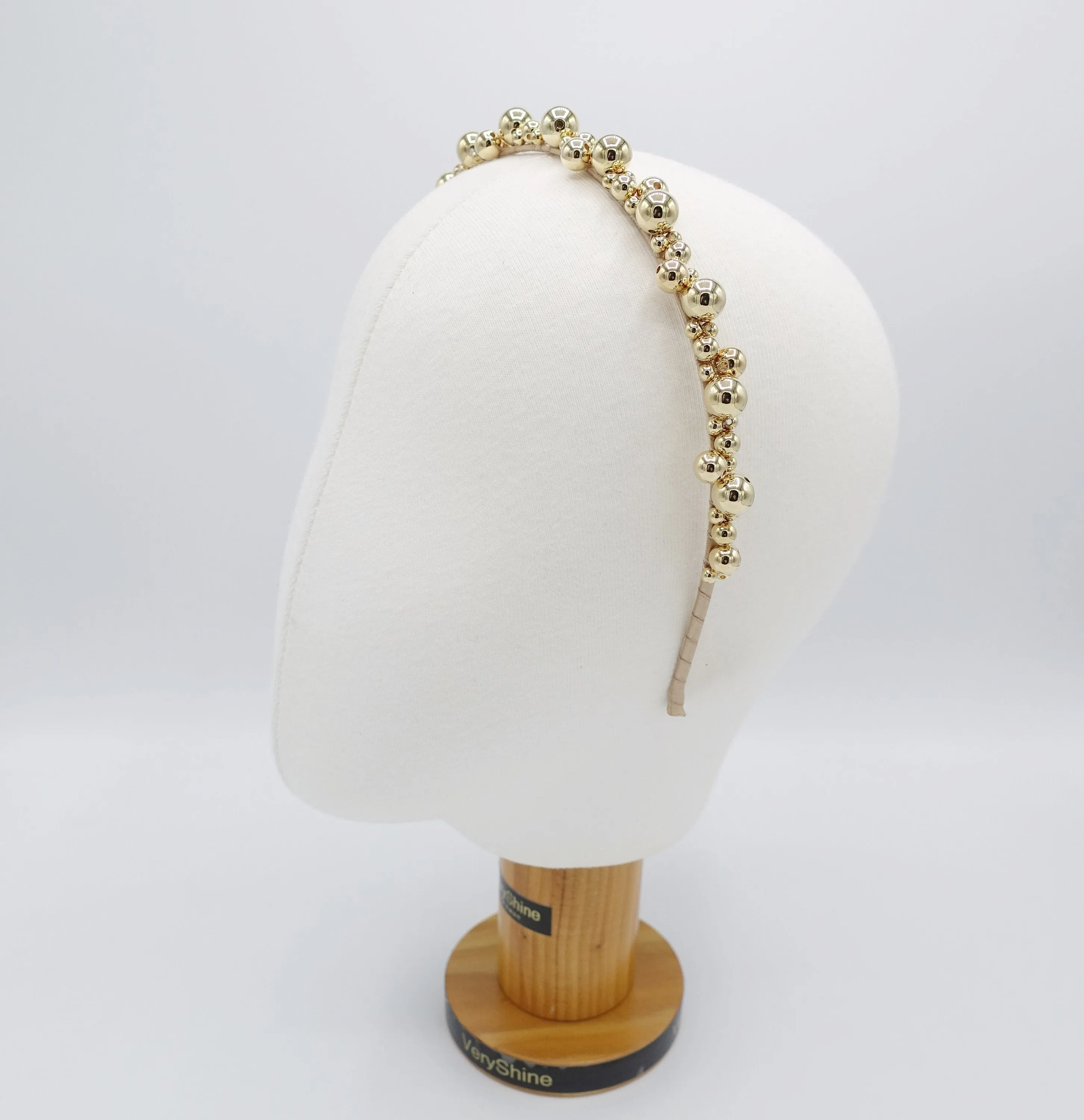 glossy metal ball headband for women