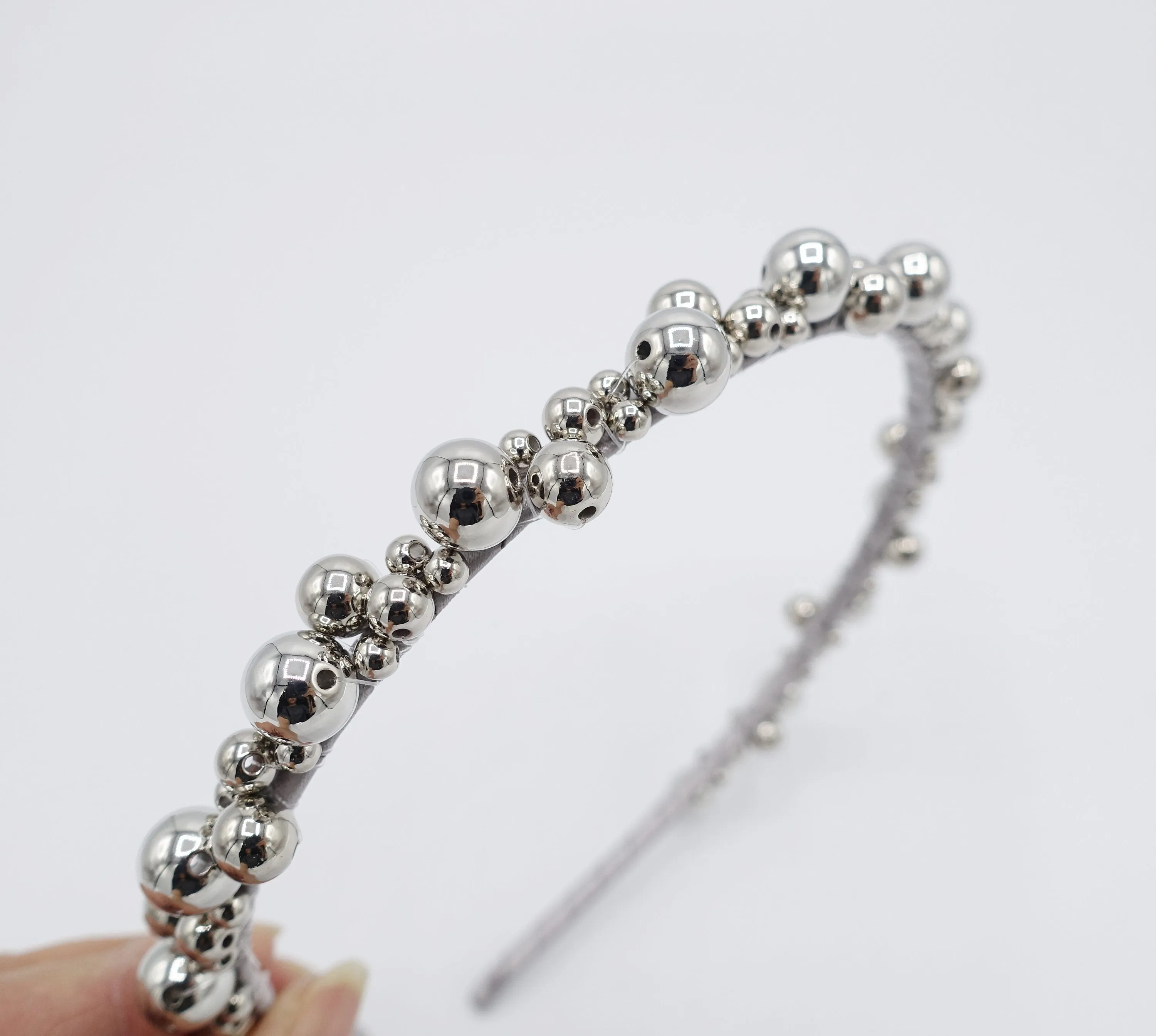 glossy metal ball headband for women