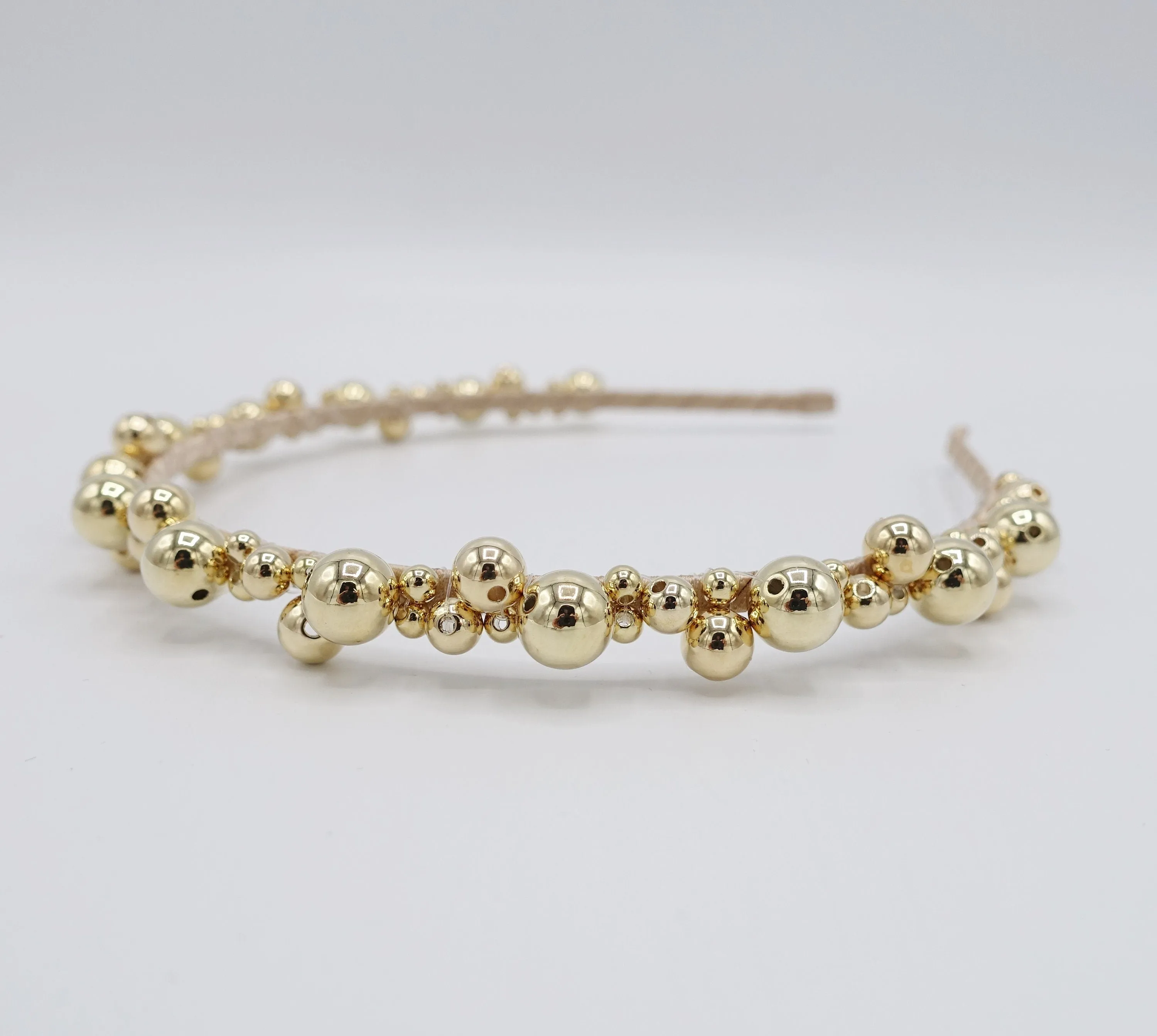 glossy metal ball headband for women