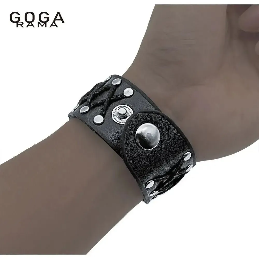 GOGARAMA New Numerals Button Leather Strap 3D Skull Quartz Punk Wrist Watch for Men&Women Birthday Christmas Halloween Good Gift