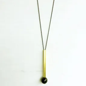 Gold Bar and Onyx Necklace, Black gold statement jewelry