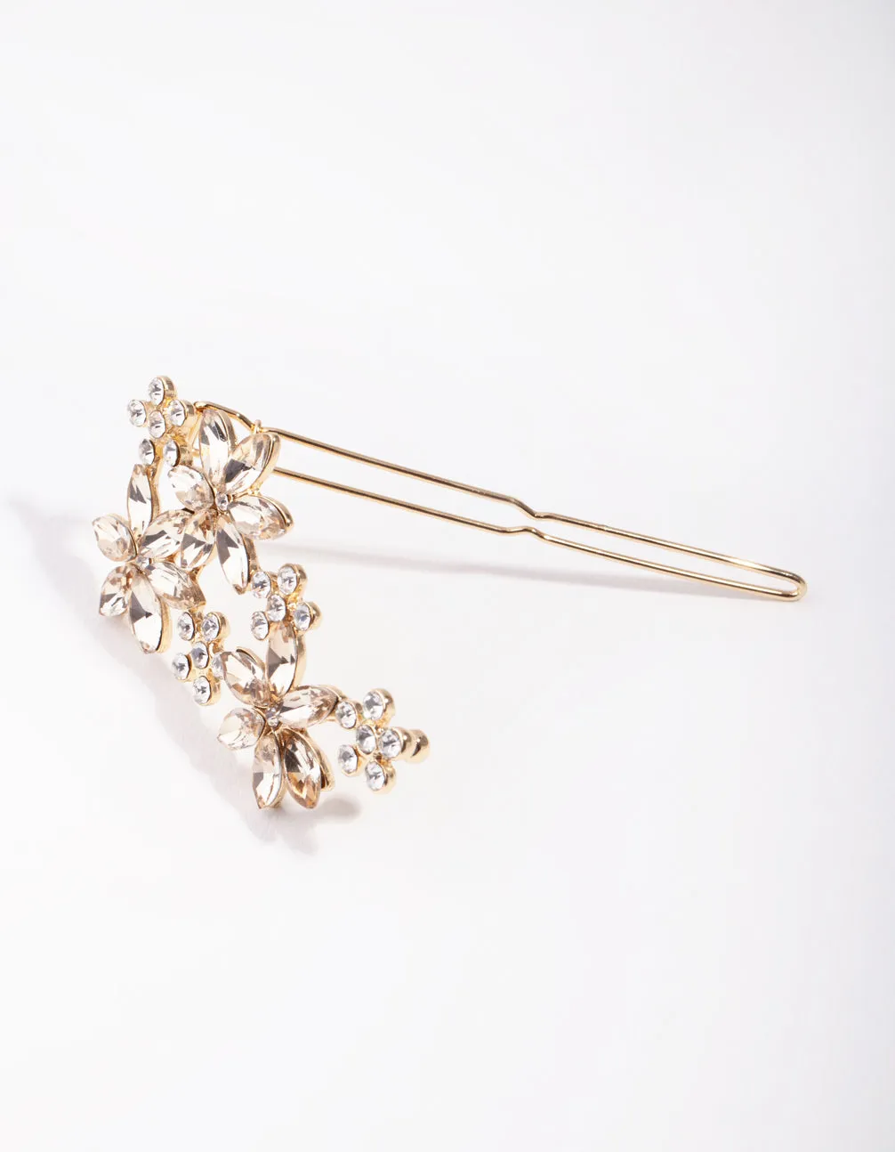 Gold Crystal Flower Clip