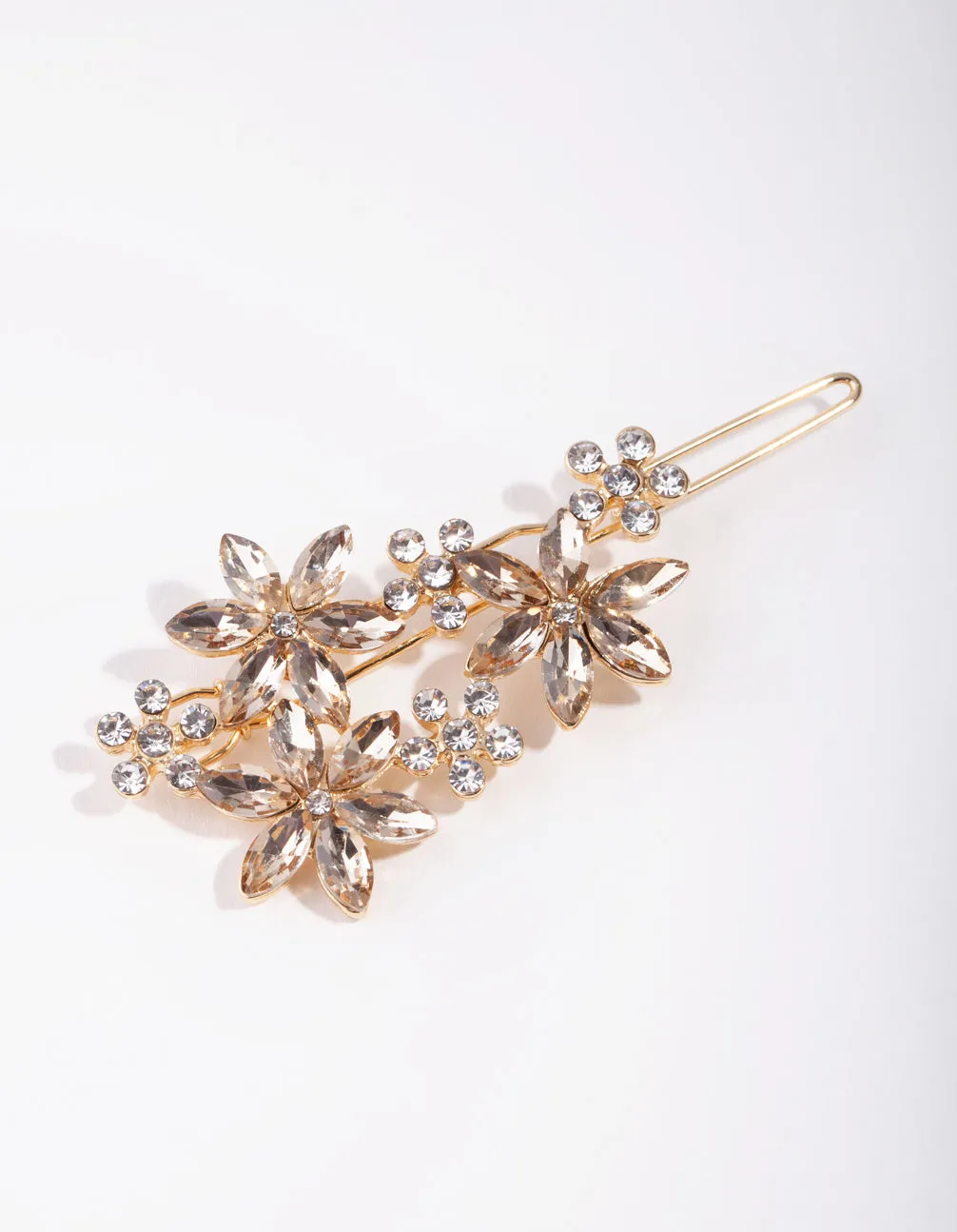 Gold Crystal Flower Clip