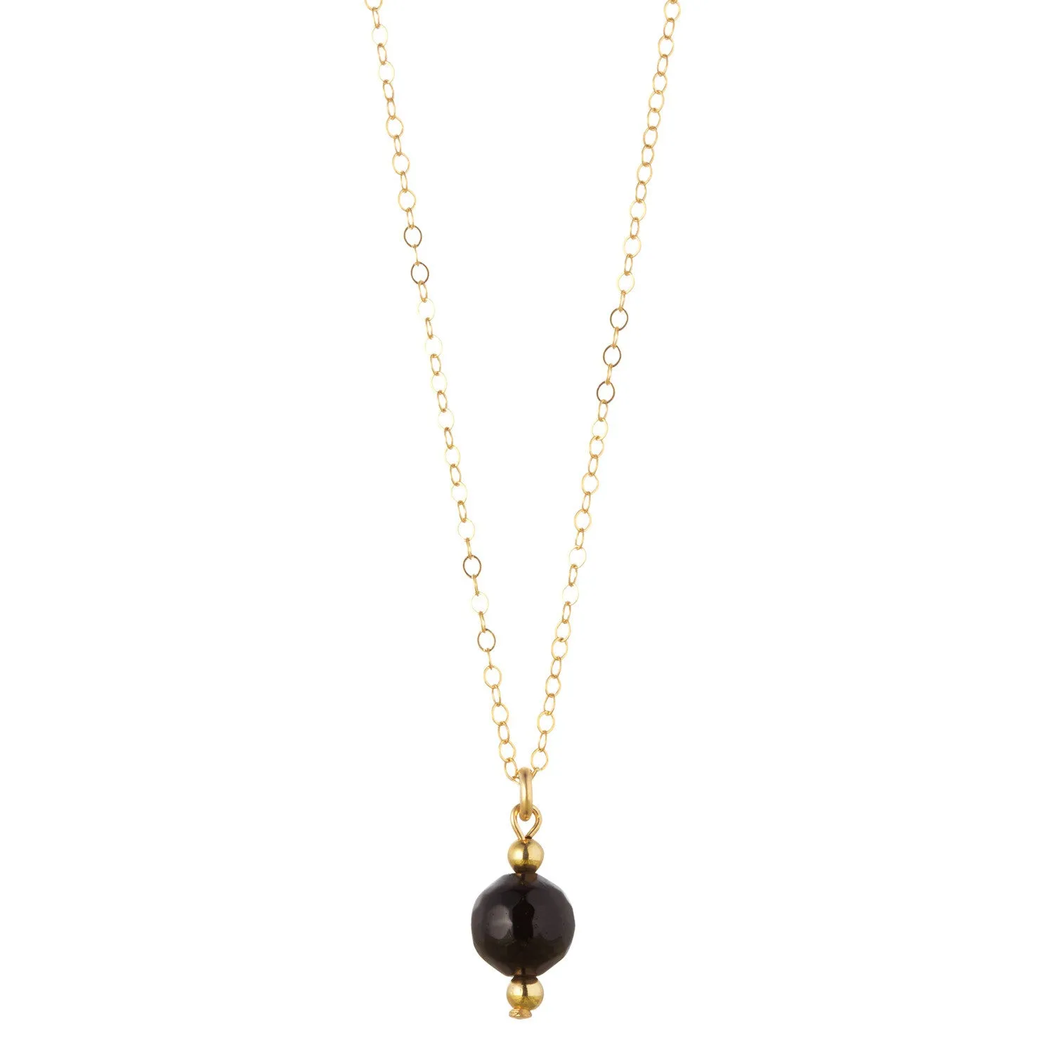 Gold Filled Black Agate Pendant Necklace