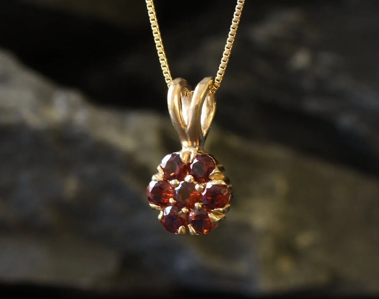 Gold Garnet Pendant - Natural Garnet Necklace, January Birthstone Necklace