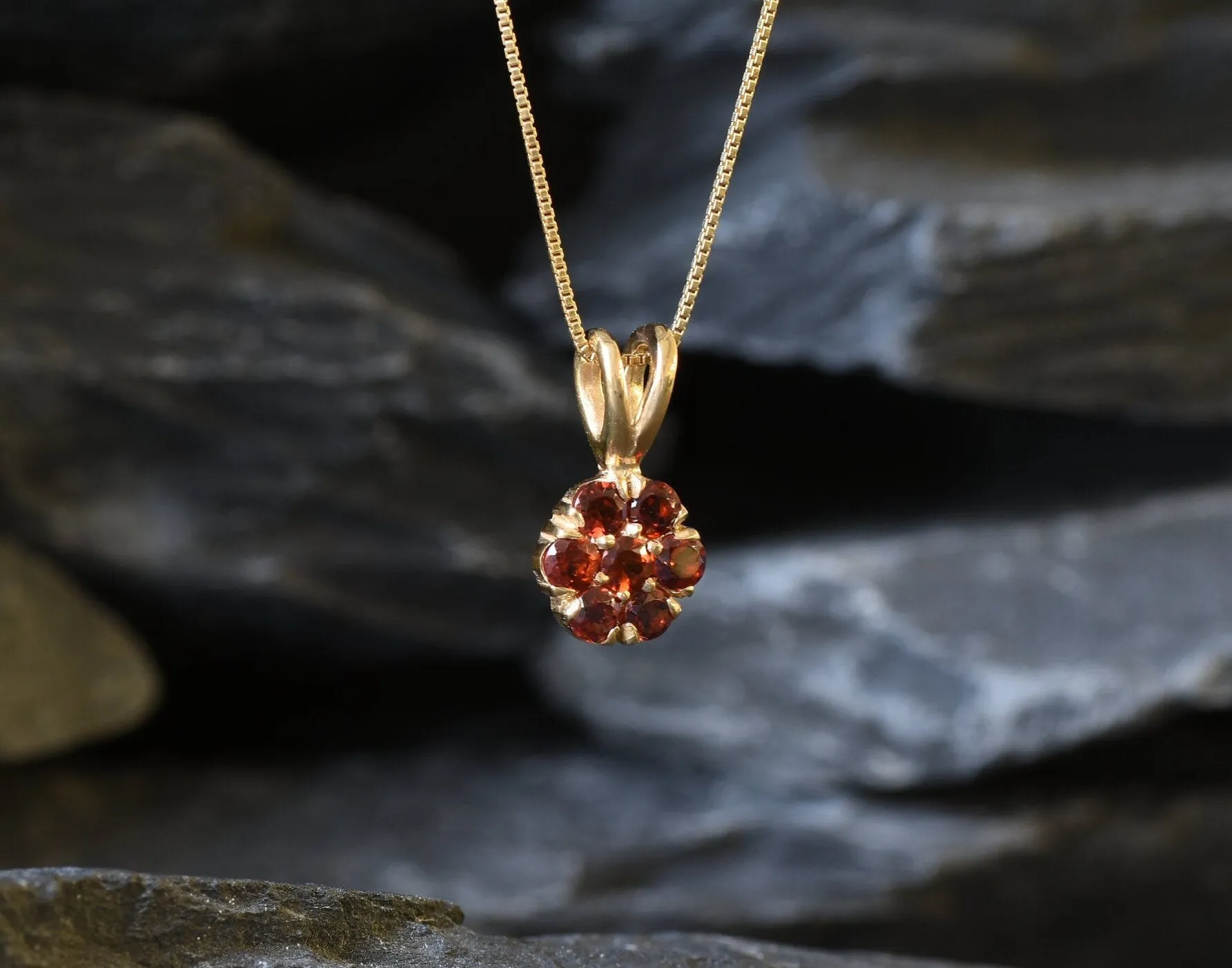 Gold Garnet Pendant - Natural Garnet Necklace, January Birthstone Necklace