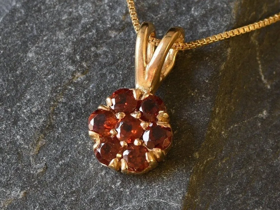 Gold Garnet Pendant - Natural Garnet Necklace, January Birthstone Necklace