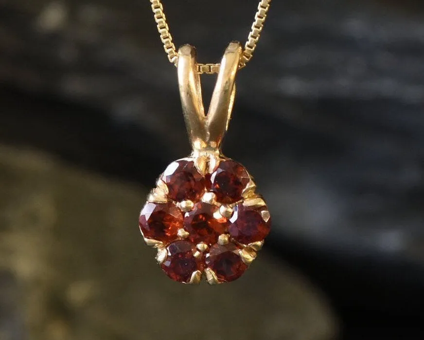 Gold Garnet Pendant - Natural Garnet Necklace, January Birthstone Necklace