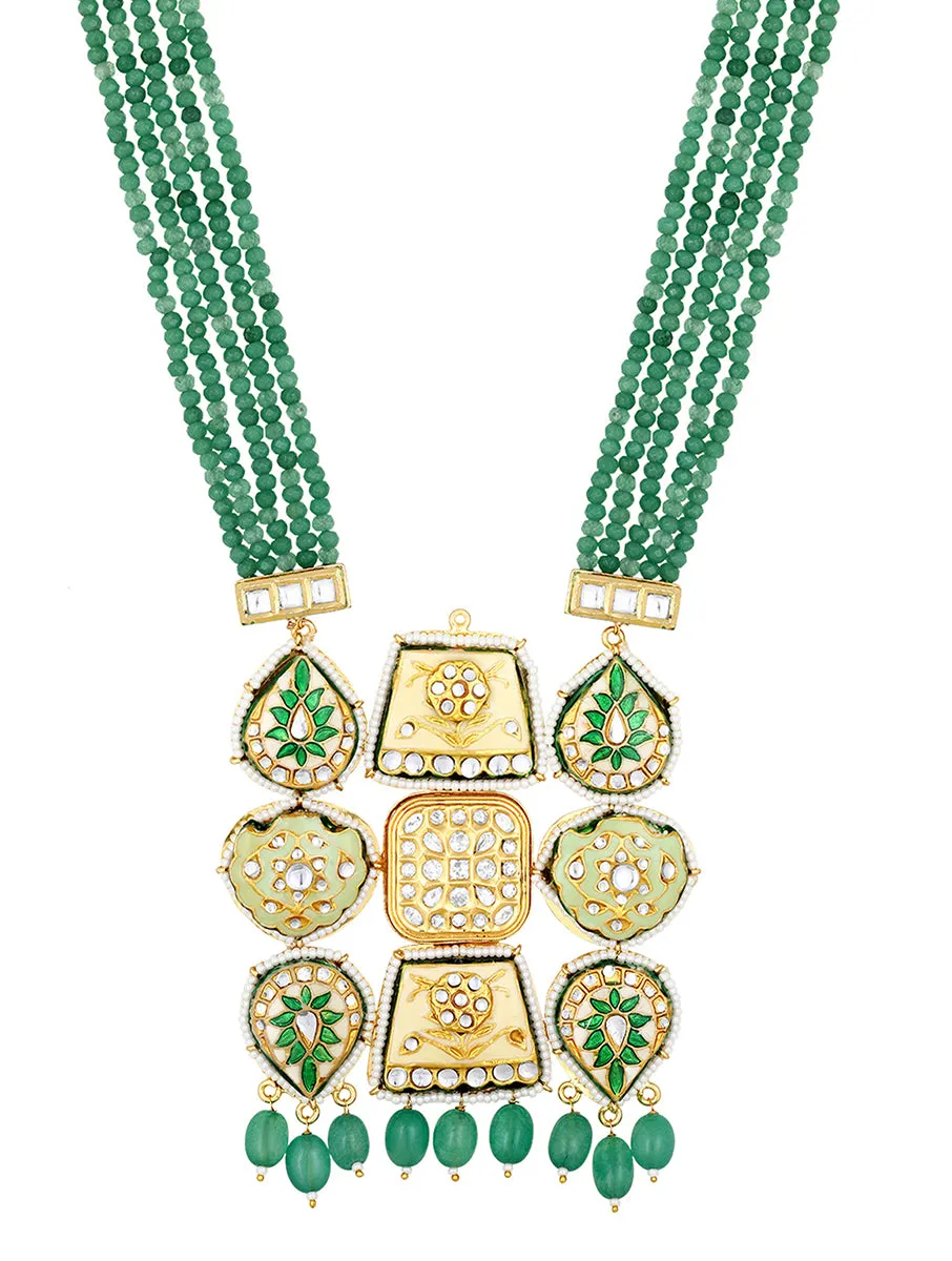 Gold Plated Kundan Necklace with Agate