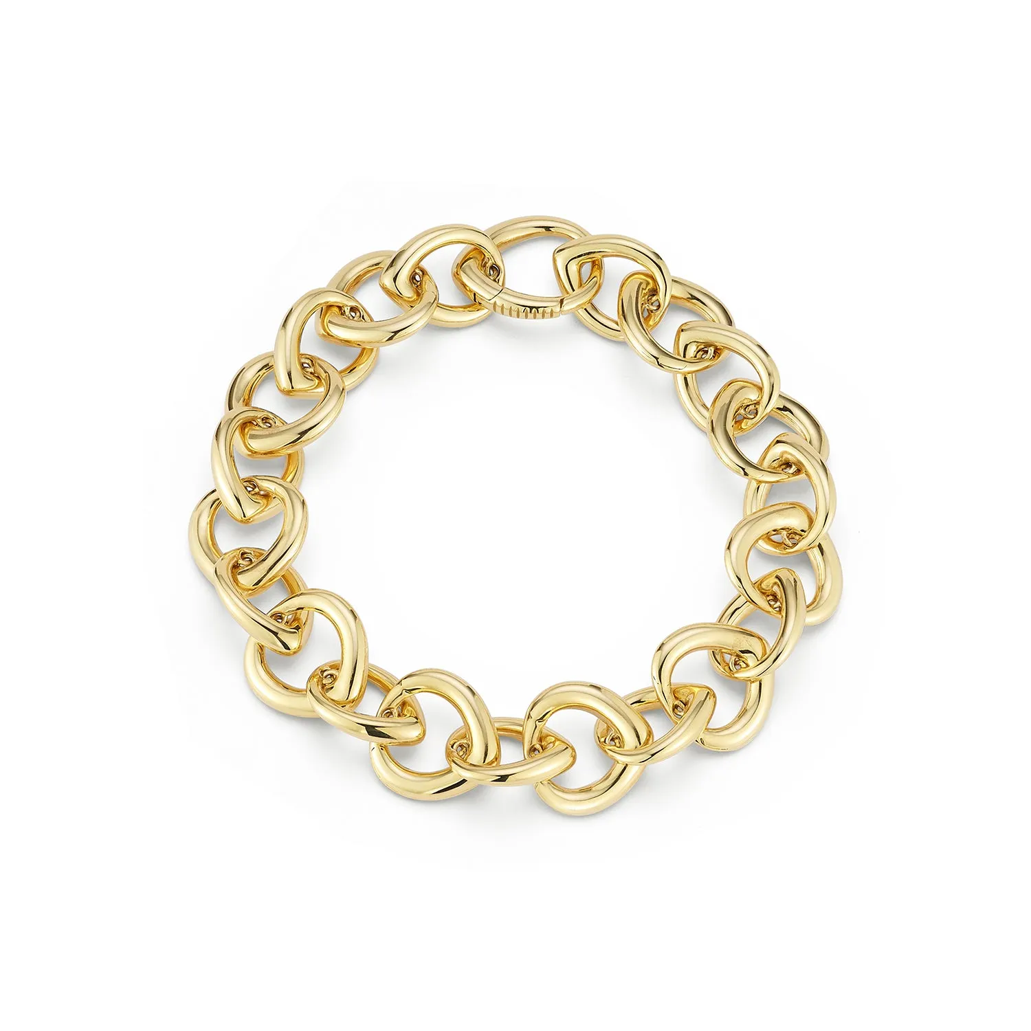 Gold Small Link Shield Bracelet