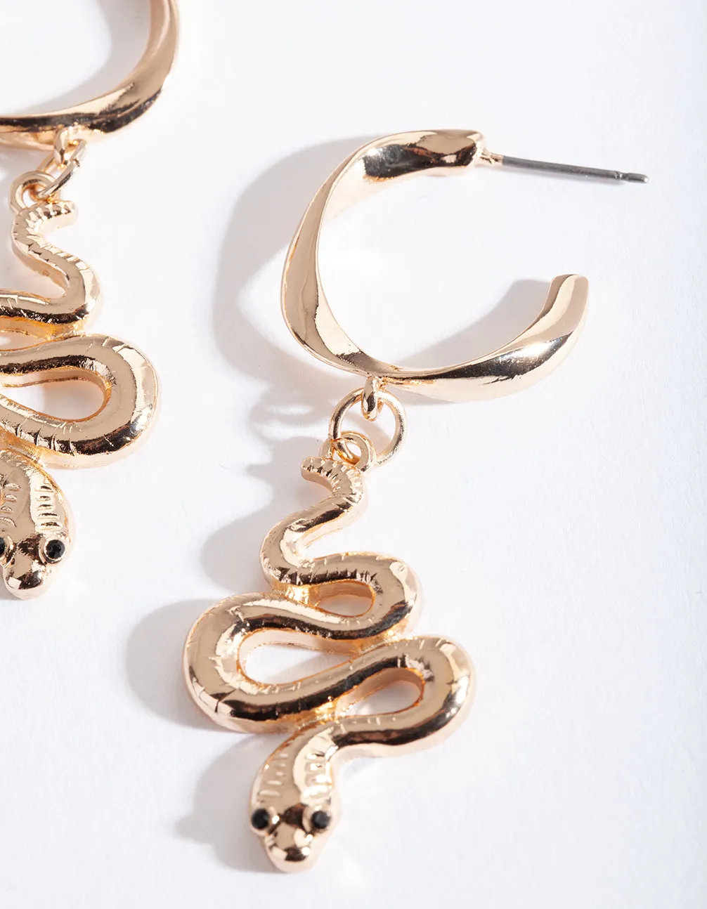 Gold Snake Mini Hoop Earrings