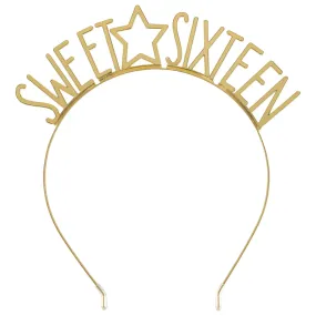 Gold Sweet Sixteen Star Metal Headband 16th Birthday Party Accessory