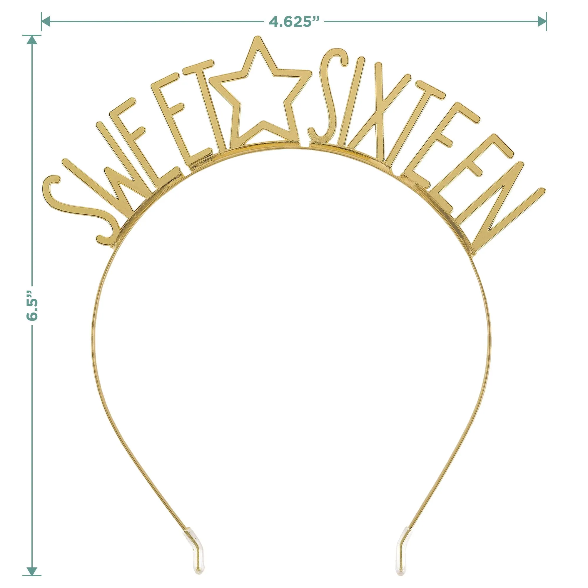 Gold Sweet Sixteen Star Metal Headband 16th Birthday Party Accessory