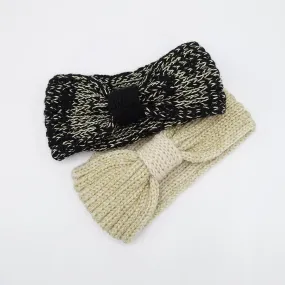 golden glittering knit knot headband for women