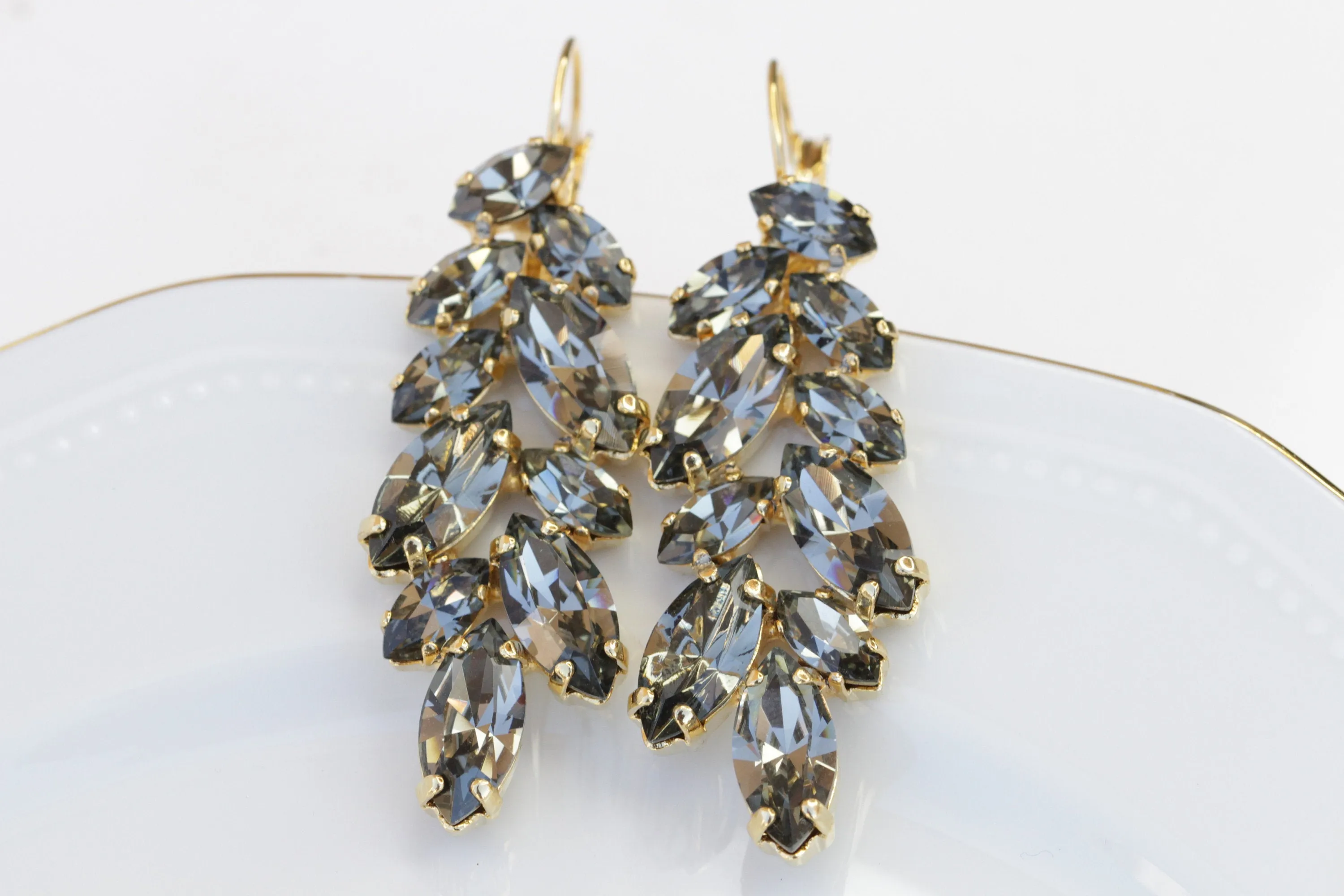 GRAY WEDDING EARRINGS