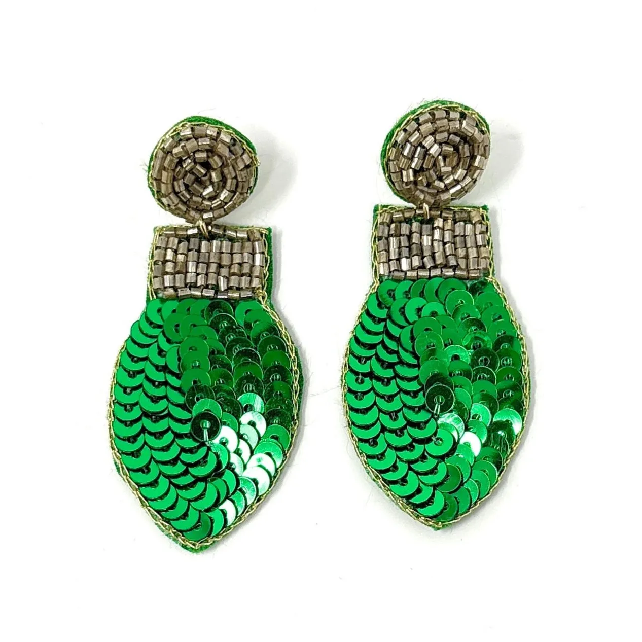 Green Christmas Light Bulb Earrings