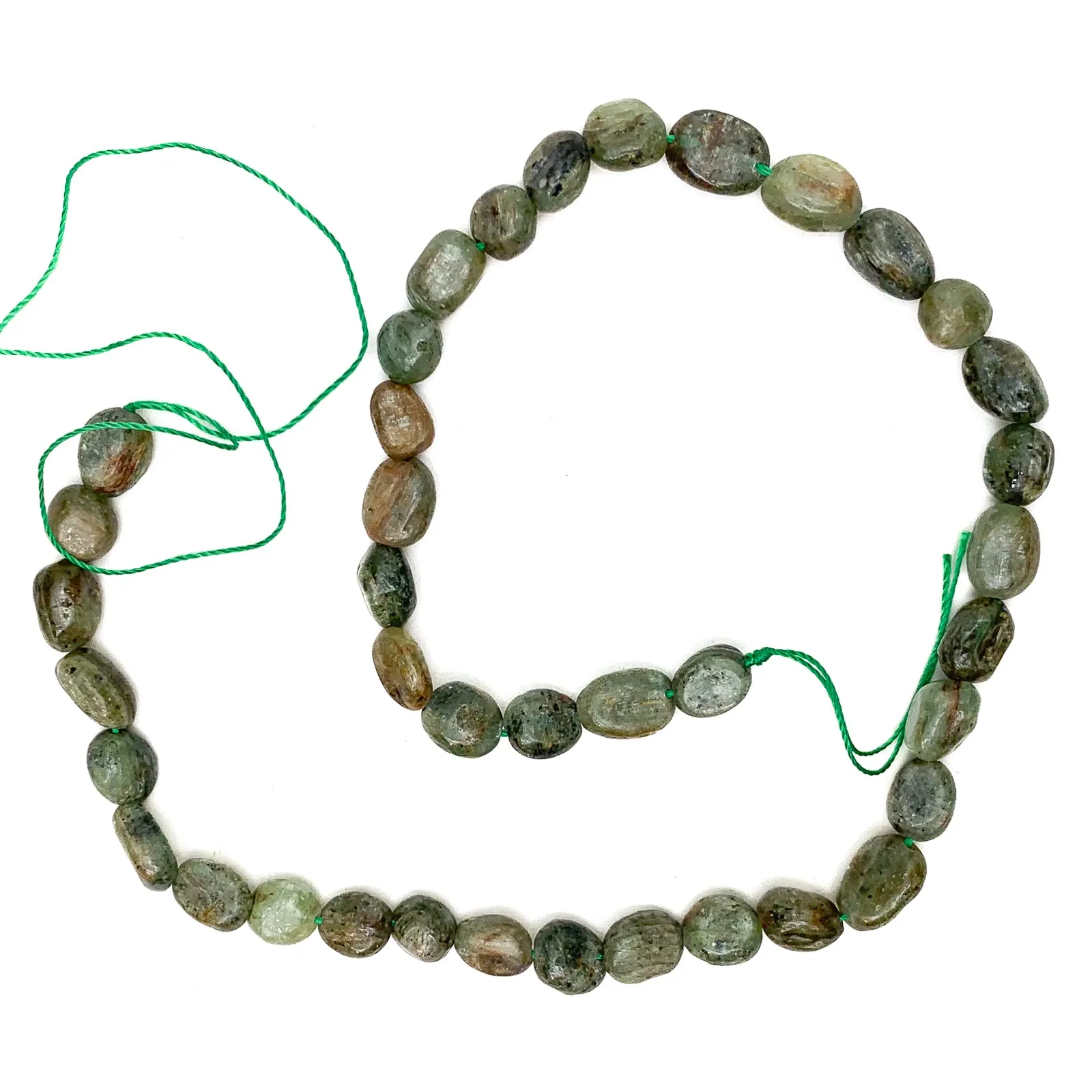 Green Garnet Smooth Pebbles Bead Strand