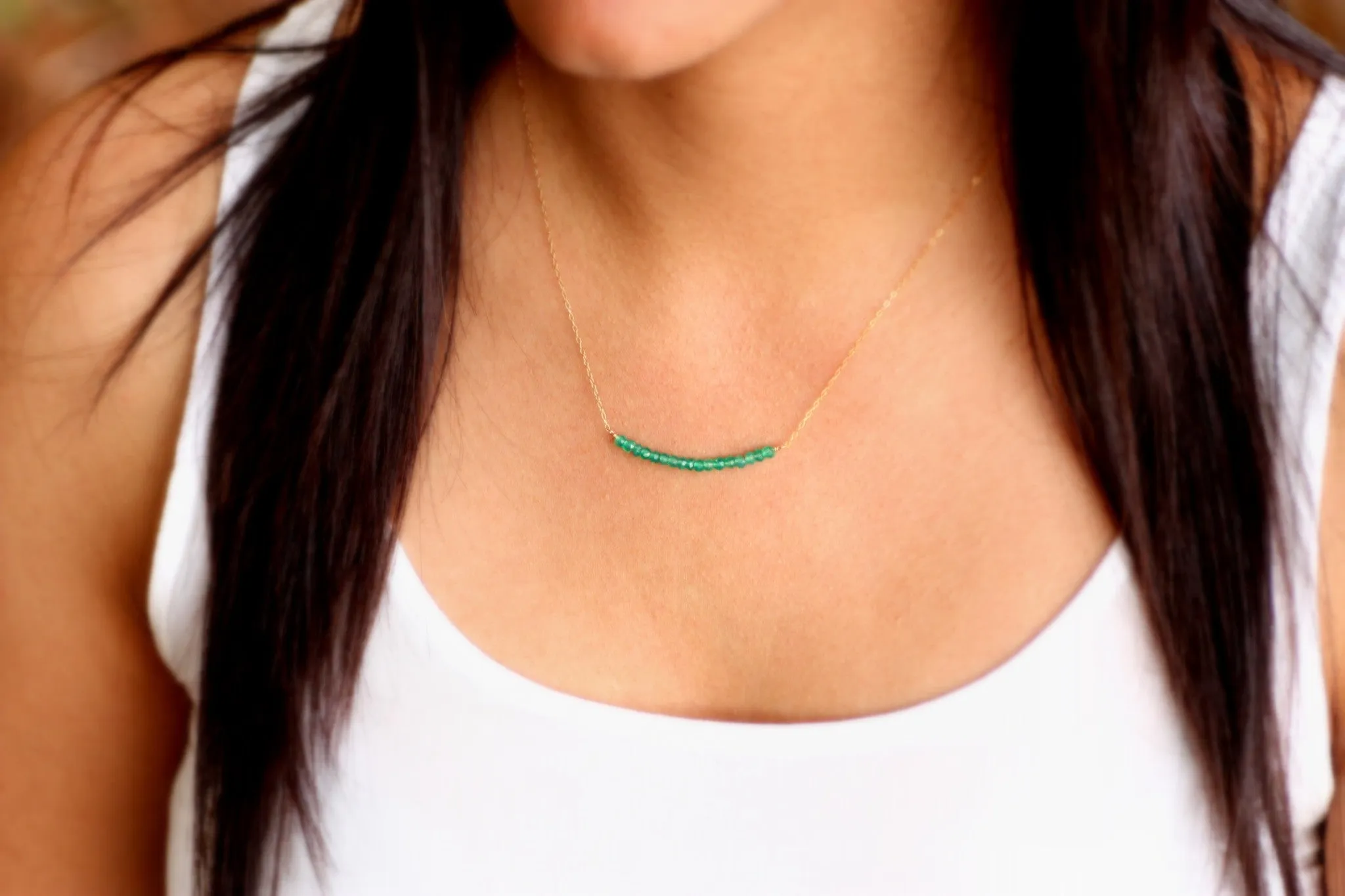 Green Onyx Bar Necklace