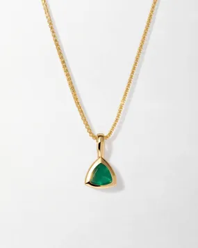 Green Onyx May Birthstone Necklace - Gold