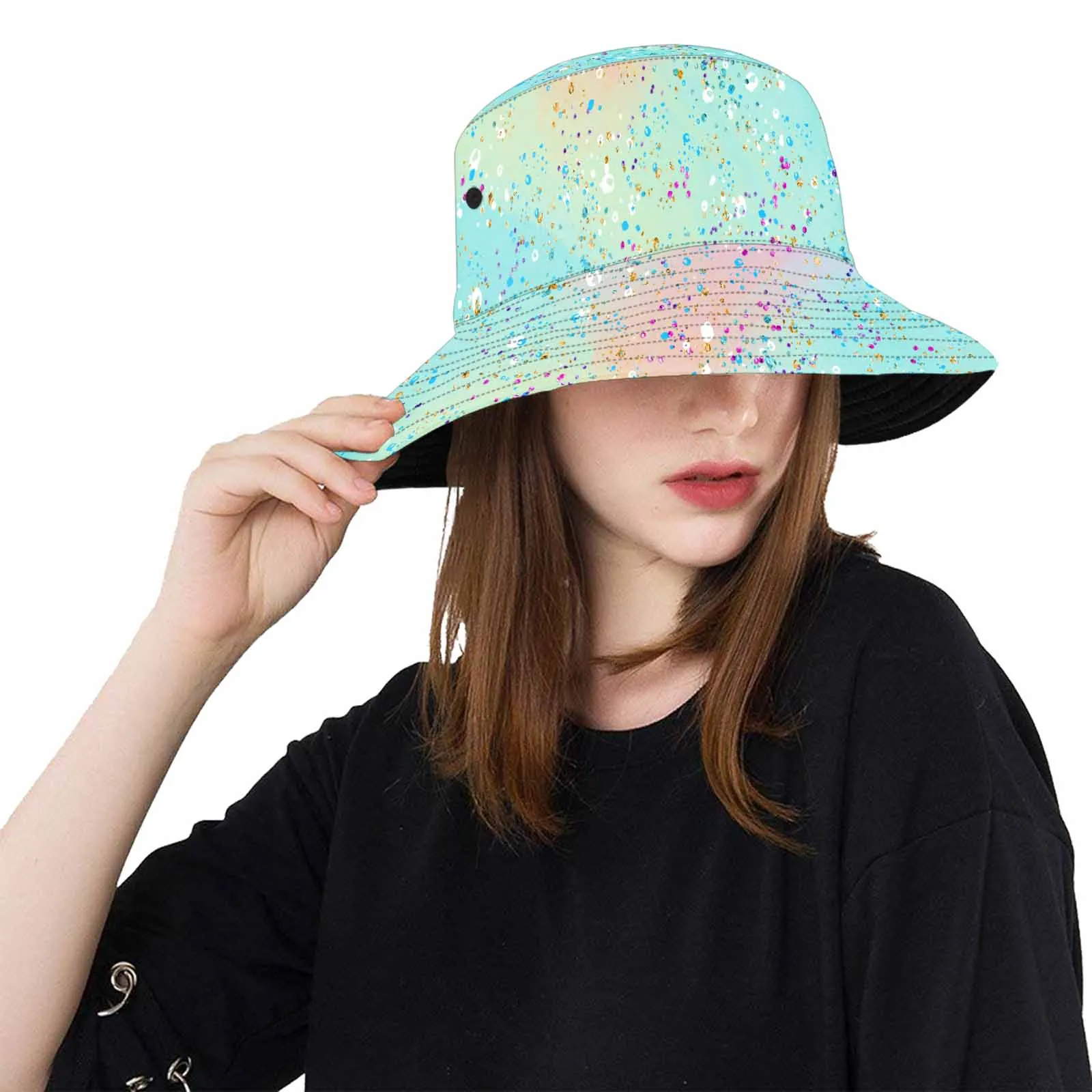 Green Splash  Unisex Summer Single-Layer Bucket Hat