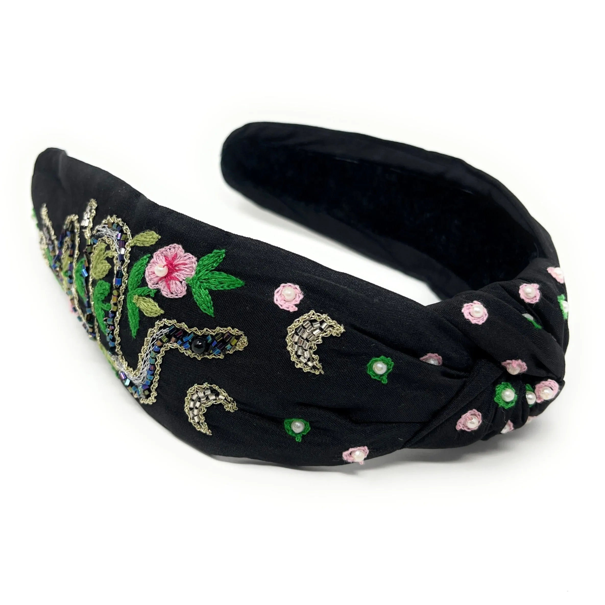 Hand Beaded Snake Top Knot Headband