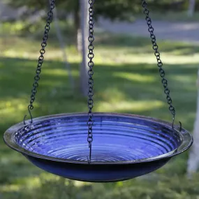 Hanging Circles Bird Bath, Cobalt Blue