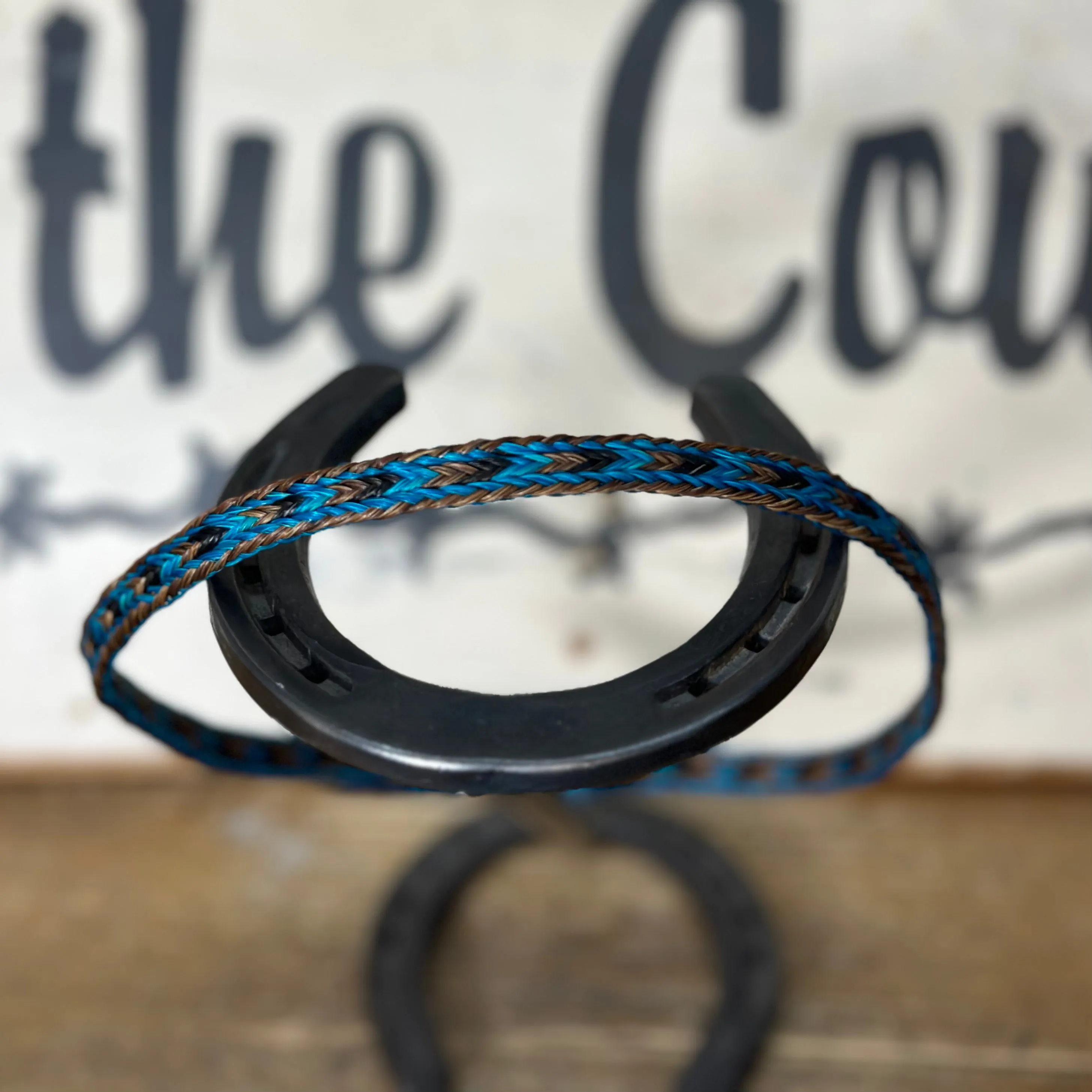 Hat Band | Horsehair 3 Strand w/ Buckle Brown/Turquoise