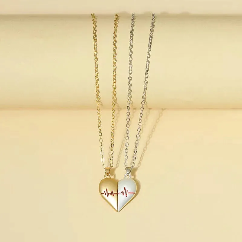 Heartbeat Magnetic Heart Necklace Love Couple Jewelry