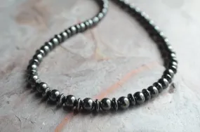 Hematite Gray Mens Beaded Long Necklace - Jayden