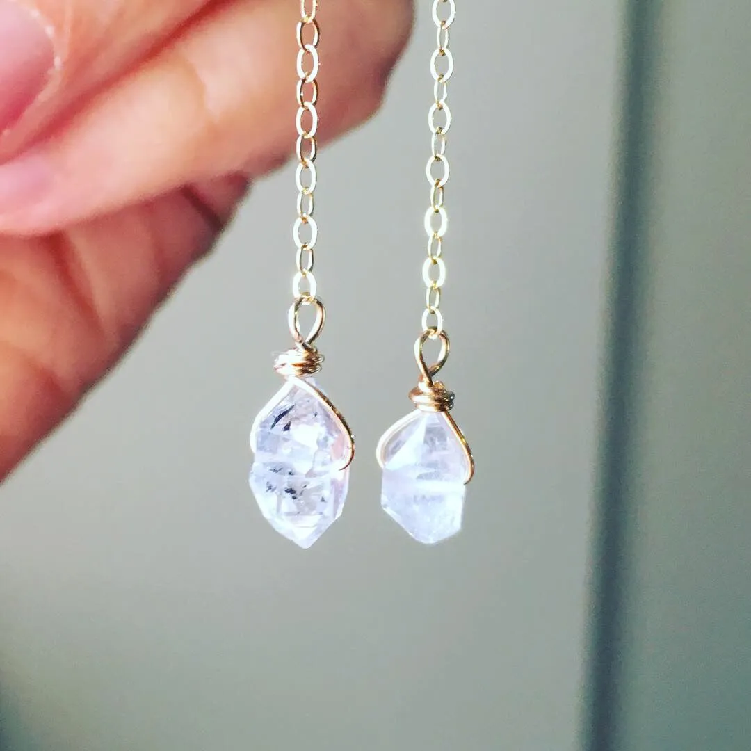 Herkimer diamond dangle drop earrings