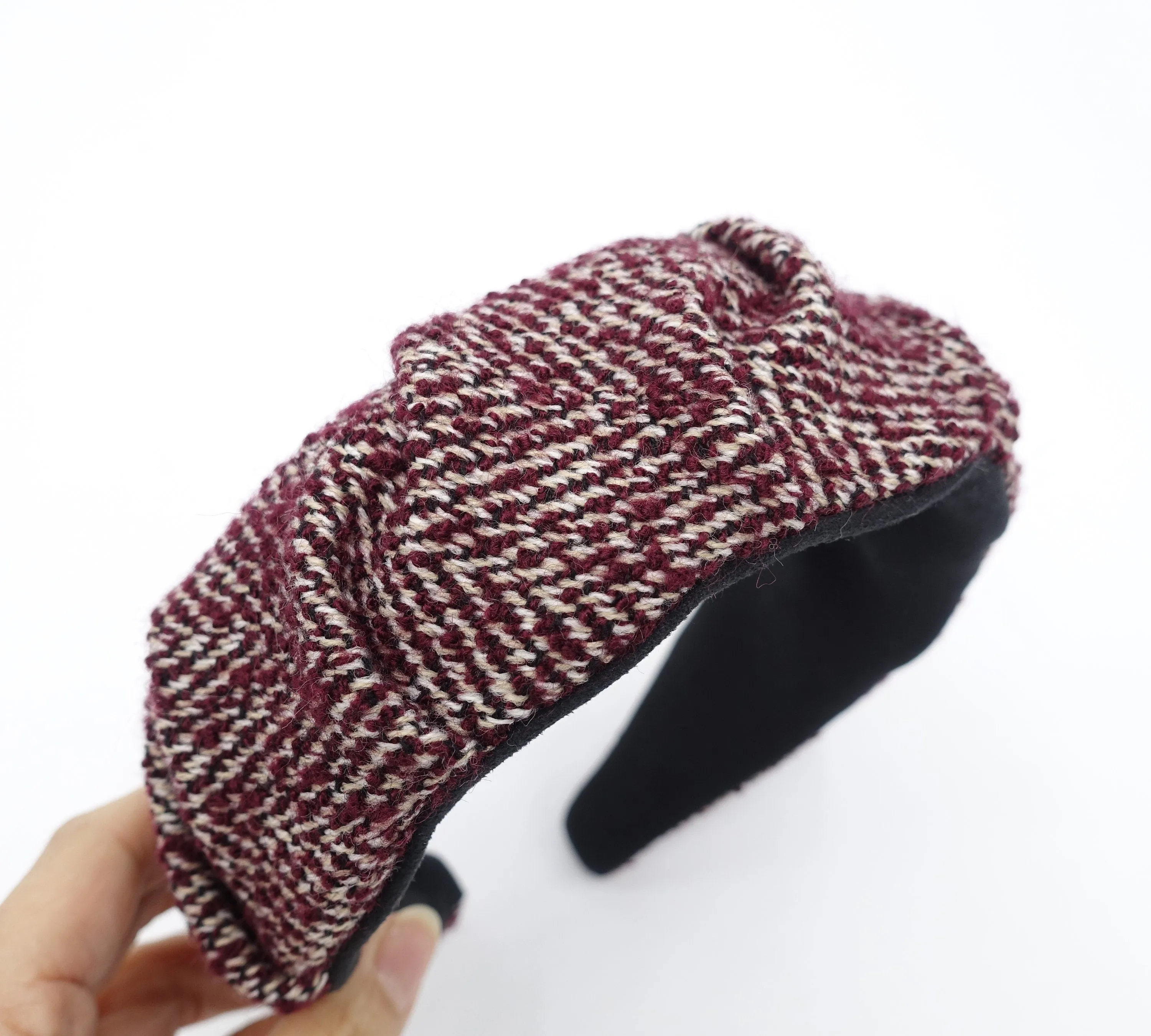 herringbone headband pleats hairband woolen Fall Winter stylish hair accessory for women